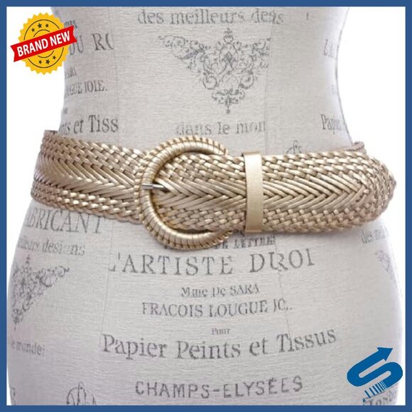2 Inch Wide Genuine Leather Braided Belt Adjustable No Holes